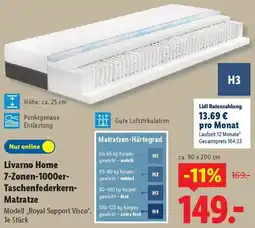 Lidl Livarno Home 7-Zonen-1000er Taschenfederkern Matratze Angebot