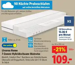 Lidl Livarno Home 7-Zonen-Hybridschaum-Matratze Angebot