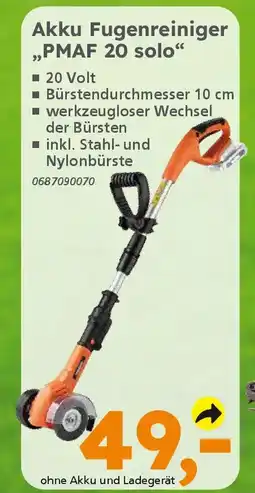Globus Baumarkt PRIMASTER Akku Fugenreiniger ,,PMAF 20 solo" Angebot