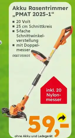 Globus Baumarkt PRIMASTER Akku Rasentrimmer ,,PMAT 2025-1" Angebot