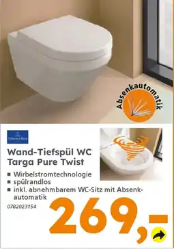 Globus Baumarkt Villeroy & Boch Wand-Tiefspül WC Targa Pure Twist Angebot