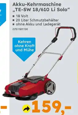 Globus Baumarkt Einhell Akku-Kehrmaschine ,TE-SW 18/610 Li Solo" Angebot