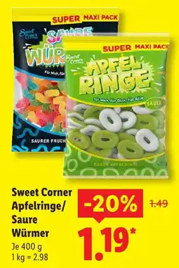 Lidl Sweet corner apfelringe oder saure würmer Angebot