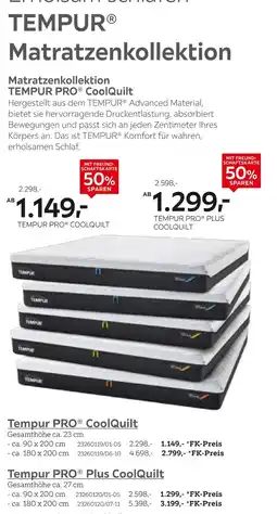XXXLutz Tempur pro matratze coolquilt Angebot
