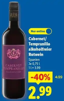 Lidl Cabernet/ Tempranillo alkoholfreier Rotwein Angebot