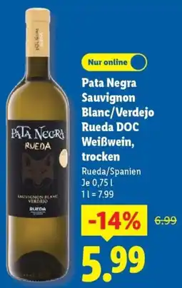 Lidl Pata Negra Sauvignon Blanc/Verdejo Rueda DOC Weißwein, trocken Angebot