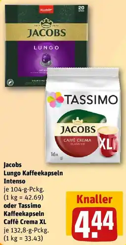 REWE Jacobs Lungo Kaffeekapseln Intenso oder Tassimo Kaffeekapseln Caffè Crema XL Angebot
