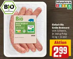 REWE Einfach Bio Grobe Bratwurst Angebot