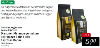 KONSUM Dresdner Melange gemahlen o. ganze Bohne o. Espresso Bohne 250g Angebot