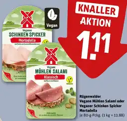 REWE Rügenwalder Vegane Mühlen Salami oder Veganer Schinken Spicker Mortadella Angebot
