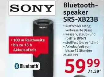 Selgros Sony Bluetooth Speaker SRS-XB23B Angebot