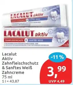 Budni Lacalut Aktiv Zahnfleischschutz & Sanftes Weiß Zahncreme Angebot