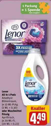 REWE Lenor All in 1 Pods oder Waschmittel Flussig Angebot