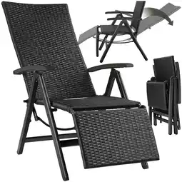 Netto Marken-Discount tectake Rattanstuhl, mit Aluminiumgestell, wetterfest und UV-beständig, 58 x 77 x 113 cm Angebot