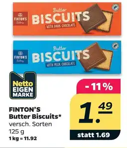 NETTO Finton's butter biscuits with dark chocolate Angebot
