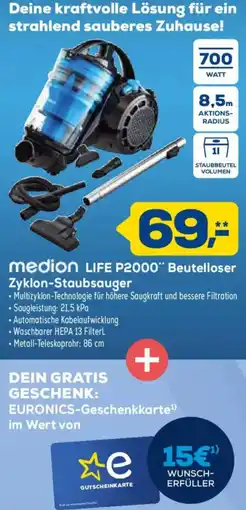 Euronics XXL medion LIFE P2000 Beutelloser Zyklon-Staubsauger Angebot