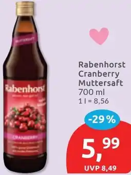 Budni Rabenhorst Cranberry Muttersaft Angebot
