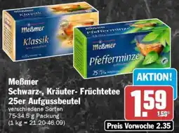AEZ Meẞmer Schwarz-, Kräuter- Früchtetee 25er Aufgussbeutel Angebot
