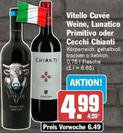 AEZ Vitello Cuvée Weine, Lunatico Primitivo oder Cecchi Chianti Angebot