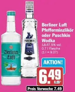 AEZ Berliner Luft Pfefferminzlikör oder Puschkin Wodka Angebot