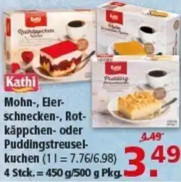 Multi Markt Kathi Mohn, Elerschnecken-, Rotkäppchen- oder Puddingstreusel kuchen Angebot