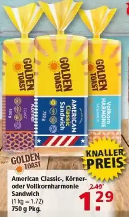 Multi Markt GOLDEN TOAST American Classic-, Körner- oder Vollkornharmonie Sandwich Angebot
