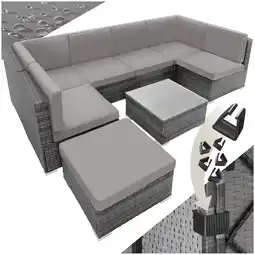 Netto Marken-Discount tectake Rattan Lounge, für 6 bis 7 Personen, UV-beständig, mit Sicherheitsglasplatte Angebot