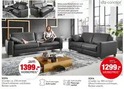 Multipolster Sitz-concept sofa in leder, ca. 214 cm breit Angebot