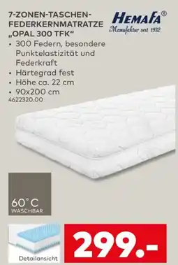 porta HEMAFA 7-zonen-taschen- federkernmatratze ,,opal 300 TFK" Angebot