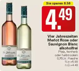 WEZ Vier Jahreszeiten Merlot Rose oder Sauvignon Blanc alkoholfrei Angebot