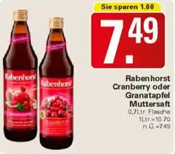 WEZ Rabenhorst Cranberry oder Granatapfel Muttersaft Angebot