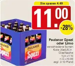 WEZ Paulaner Spezi oder Limo Angebot