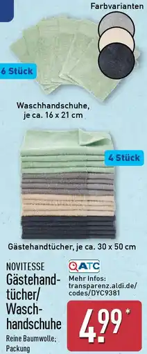 Aldi Nord NOVITESSE Gästehand- tücher/ Waschhandschuhe Angebot