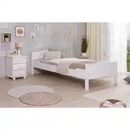 Netto Marken-Discount TiCAA Massivholz Einzelbett Rita Kiefer Weiß Angebot