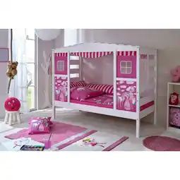 Netto Marken-Discount TiCAA Hausbett mit Bettkasten Horse Rosa Kiefer Weiß Angebot