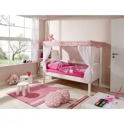Netto Marken-Discount TiCAA Himmelbett Mini mit Bettkasten Stern Rosa Kiefer Weiß Angebot