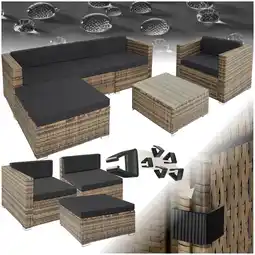 Netto Marken-Discount tectake Rattan Lounge, für 4 bis 5 Personen, UV-beständig, mit Sicherheitsglasplatte Angebot