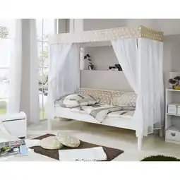 Netto Marken-Discount TiCAA Himmelbett Beige 310 Kiefer Weiß (Beige/Weiß Stern) Angebot