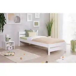 Netto Marken-Discount TiCAA Massivholz Einzelbett Bora Kiefer Weiß Angebot