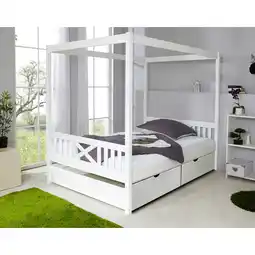 Netto Marken-Discount TiCAA Himmelbett Lino Kiefer Weiß 140x200 Angebot