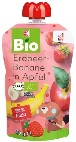 Kaufland K-Bio Bio-Fruchtpüree Erdbeer-Banane in Apfel Angebot