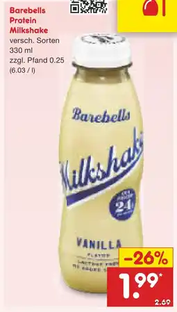 Netto Marken-Discount Barebells protein milkshake Angebot