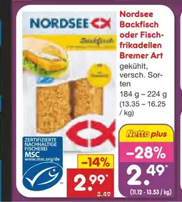 Netto Marken-Discount Nordsee backfisch oder fisch- frikadellen bremer art Angebot