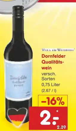 Netto Marken-Discount Dornfelder qualitätswein Angebot
