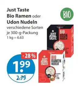 V Markt Just taste bio ramen oder udon nudeln Angebot