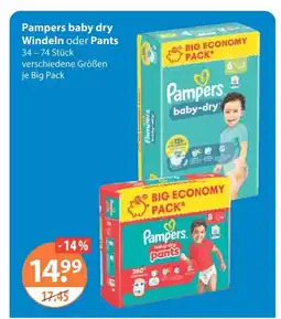 V Markt Pampers baby dry windeln oder pants Angebot