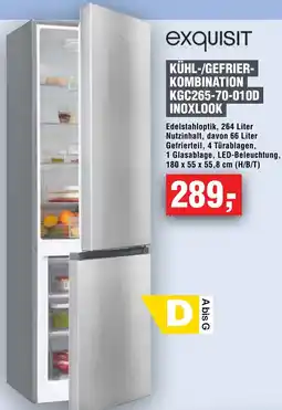 Handelshof Exquisit kühl-/gefrier kombination KGC265-70-010D inoxlook Angebot