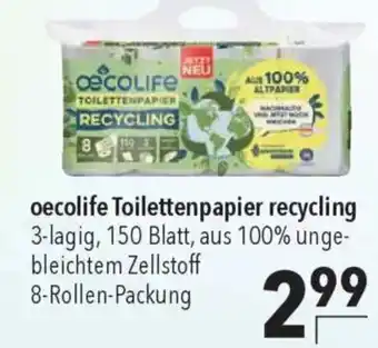 CITTI Markt oecolife Toilettenpapier recycling Angebot