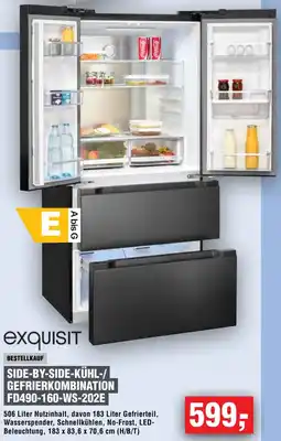 Handelshof Exquisit SIDE-BY-SIDE-KÜHL-/ GEFRIERKOMBINATION FD490-160-WS-202E Angebot