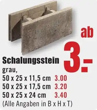 B1 Discount Baumarkt Schalungsstein Angebot